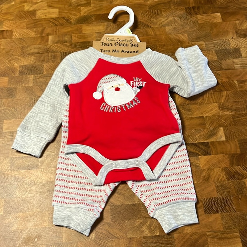 Brand new 3 months baby essentials first Christmas 4 piece outfit